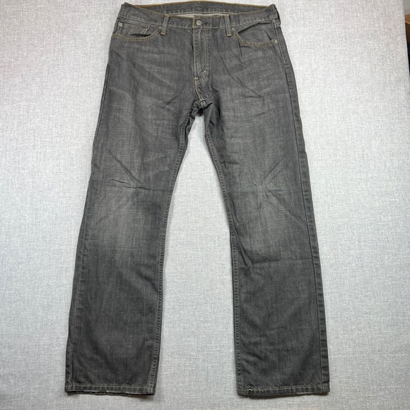 Levi's 514 Men's Jeans 36x32 Charcoal Gray Straight Fit Denim Pants Grunge - Picture 1 of 11